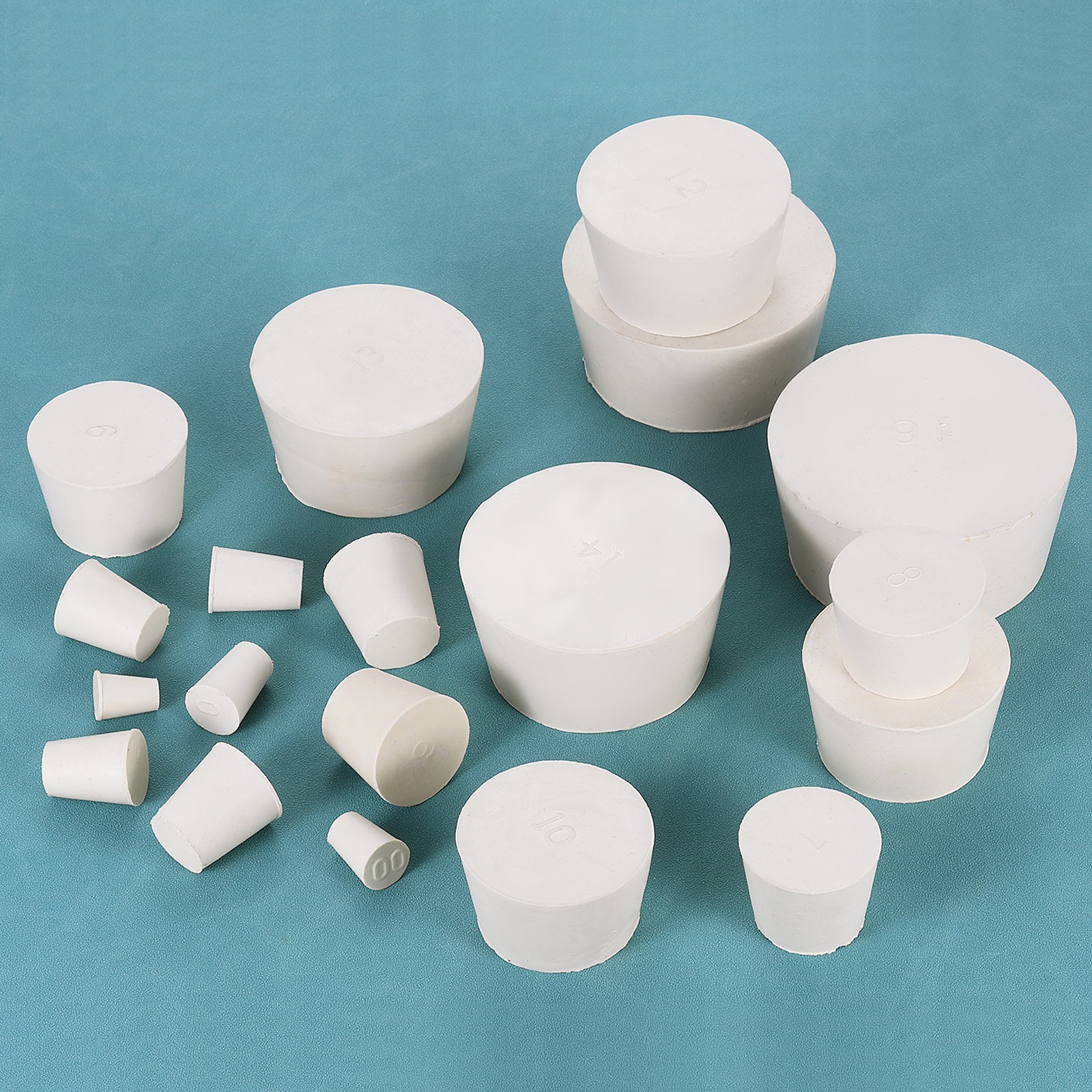 2Pcs Solid Rubber Stoppers White 10# Tapered Lab Plugs 52x43x32mm