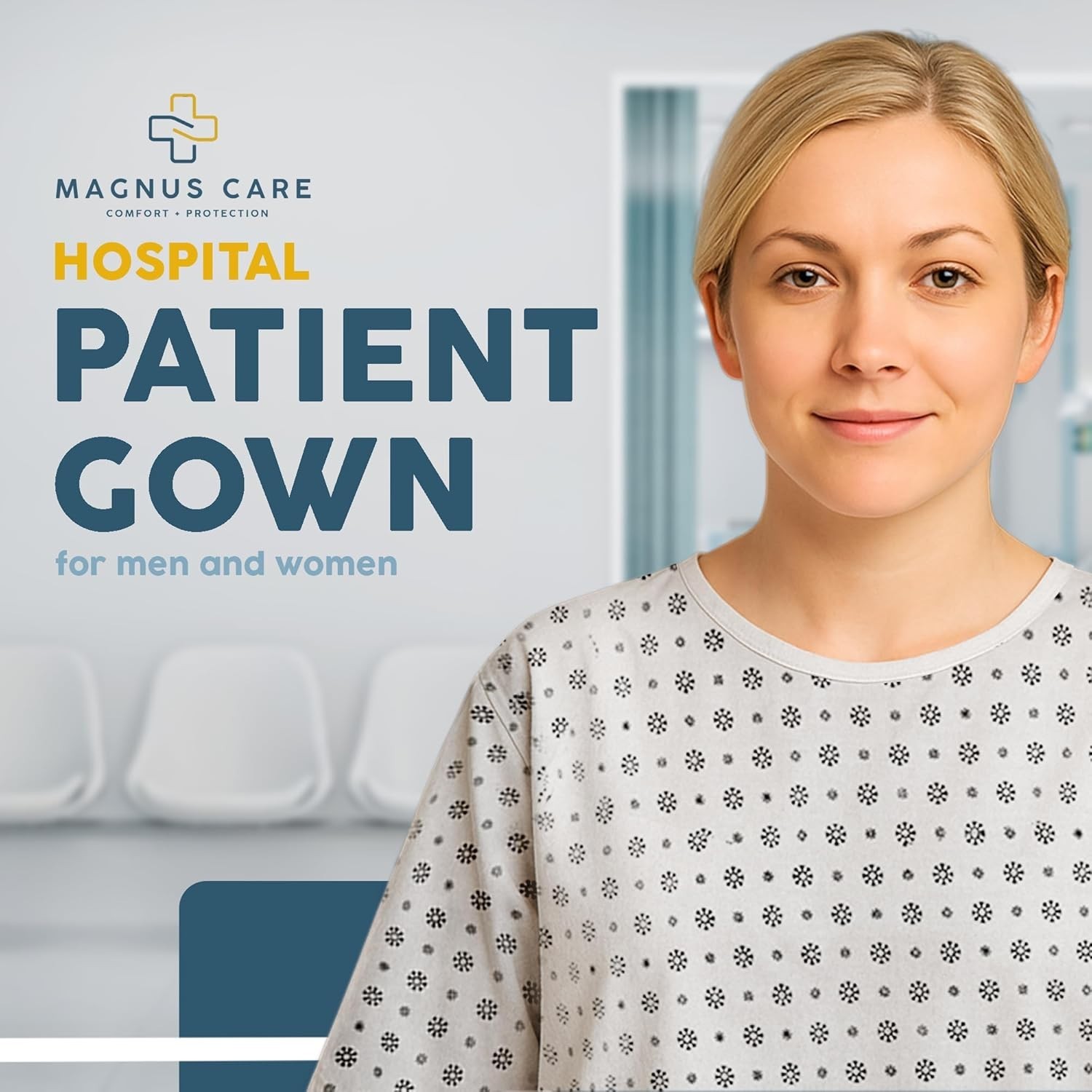 Hospital Gown for Woman & Men, Cotton Blend Fashionable Unisex Patient Gowns,…
