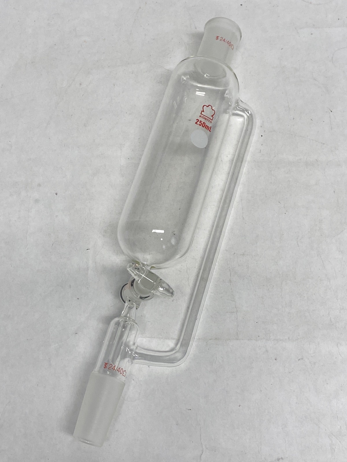 New KONTES Glass 250mL 24/40 Pressure Equalizing Addition Funnel w/Stpck 634000