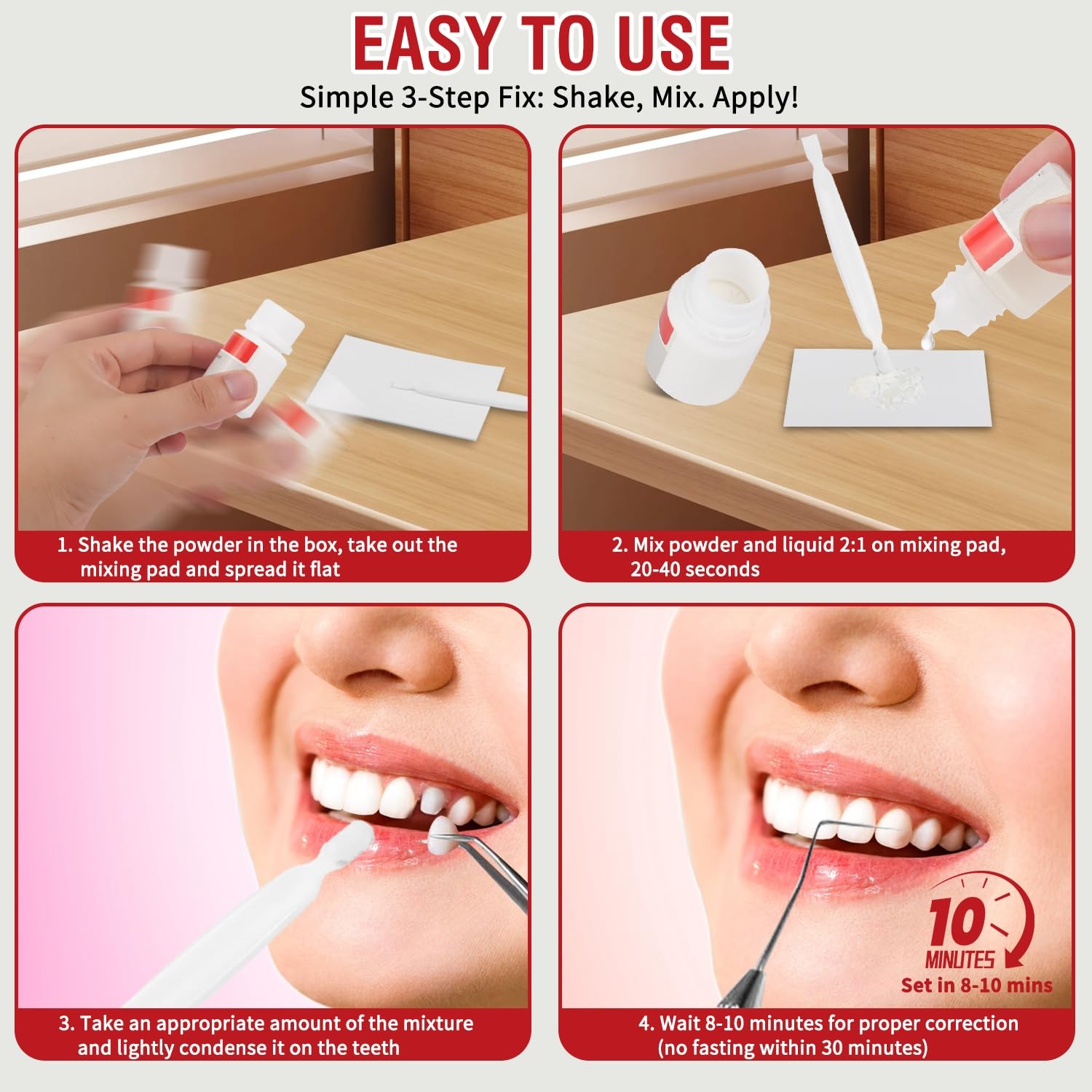 Tooth Repair Kit Zinc Oxide Eugenol,Dental Cement for Chipped Broken Teeth, Miss