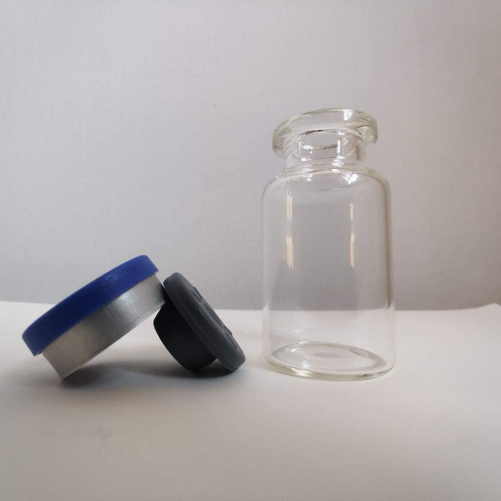 100Pcs 10Ml Vials-Glass Clear Bottom Headspace Vial with Plastic-Aluminum Flip o