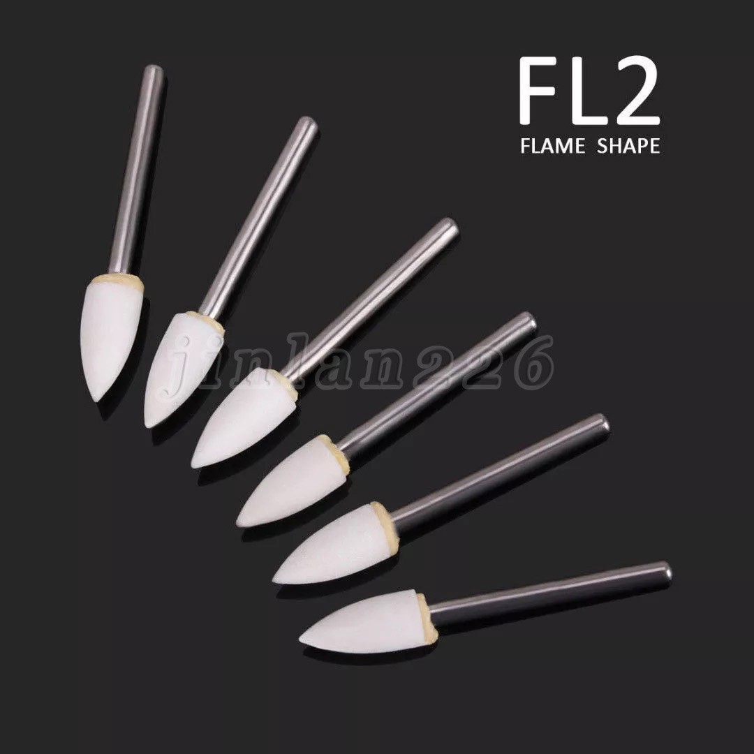 Dental White Polishing Stones – Flame FL2 FG – Arkansas Stone – Meta – 12 pieces