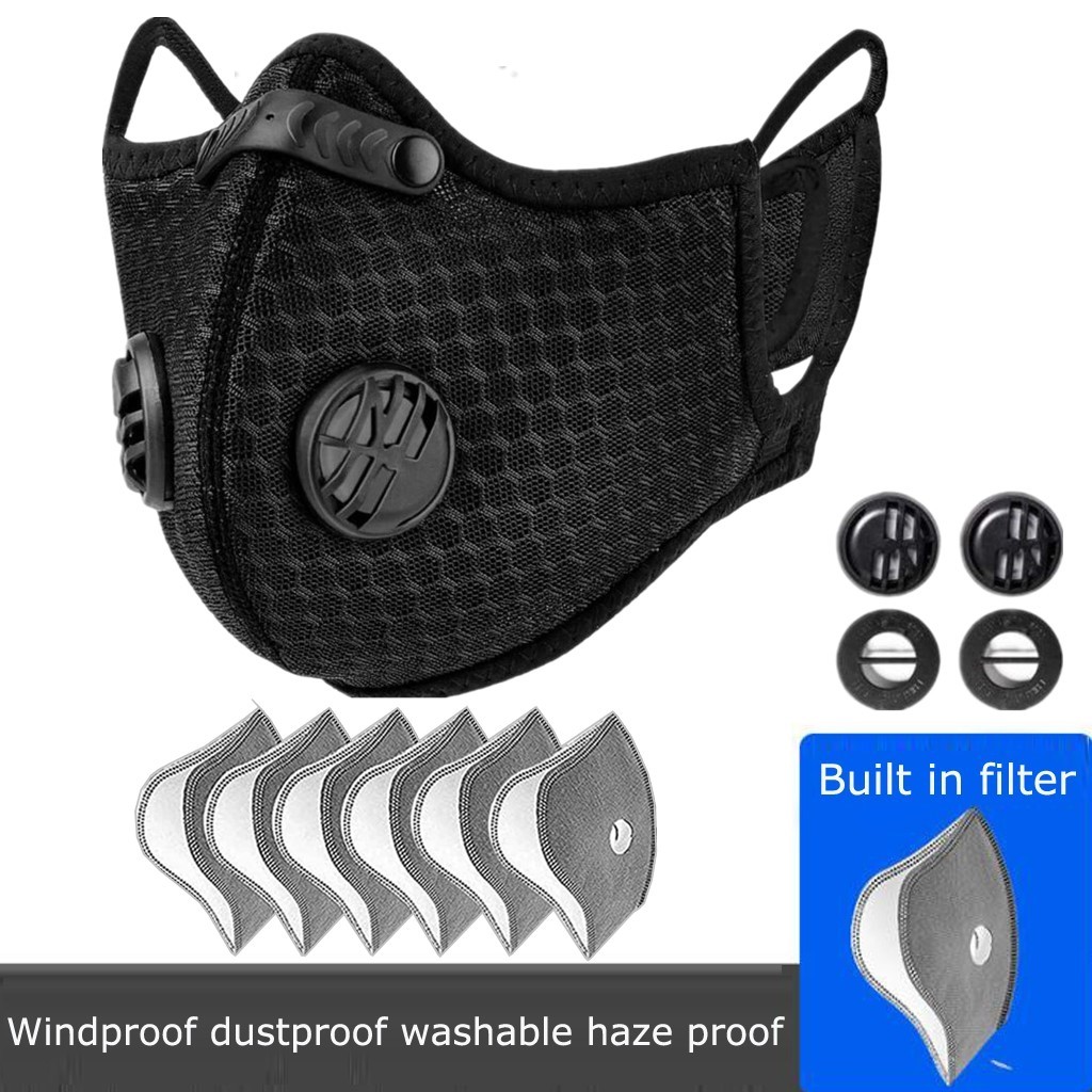 Anti Pollution Half Face Mask Respirator W/ Filters Washable Reusable Facepiece