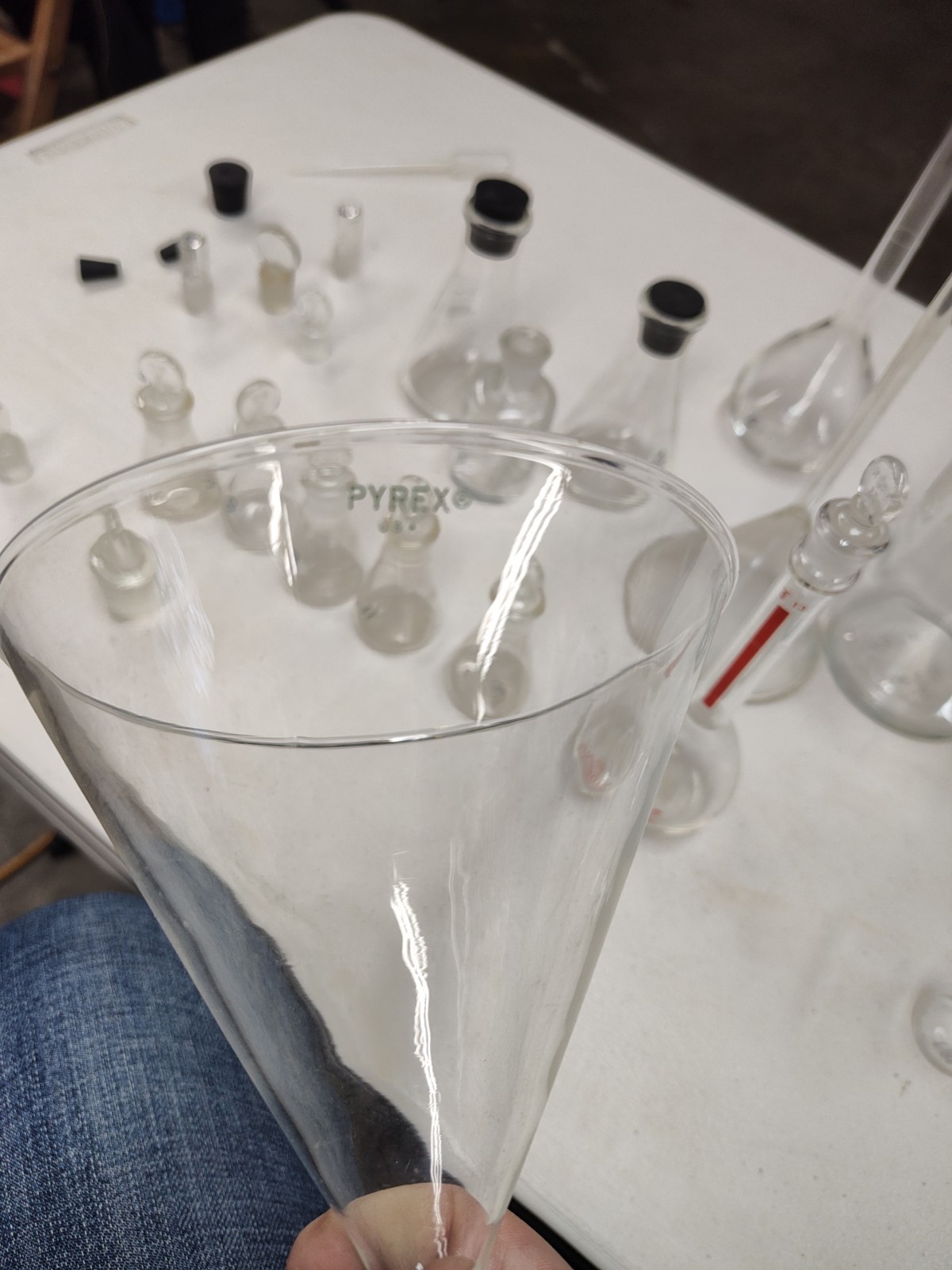 Pyrex & Kimex Glass Vacuum Flasks Beakers Tubes Lids Lab Chemistry Huge Lot