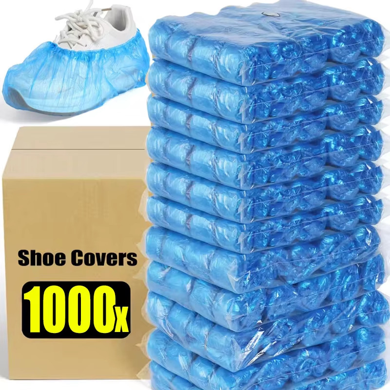 100-1000Pcs Disposable Waterproof Shoe Cover Plastic Non-Slip Foot Cover Indoor