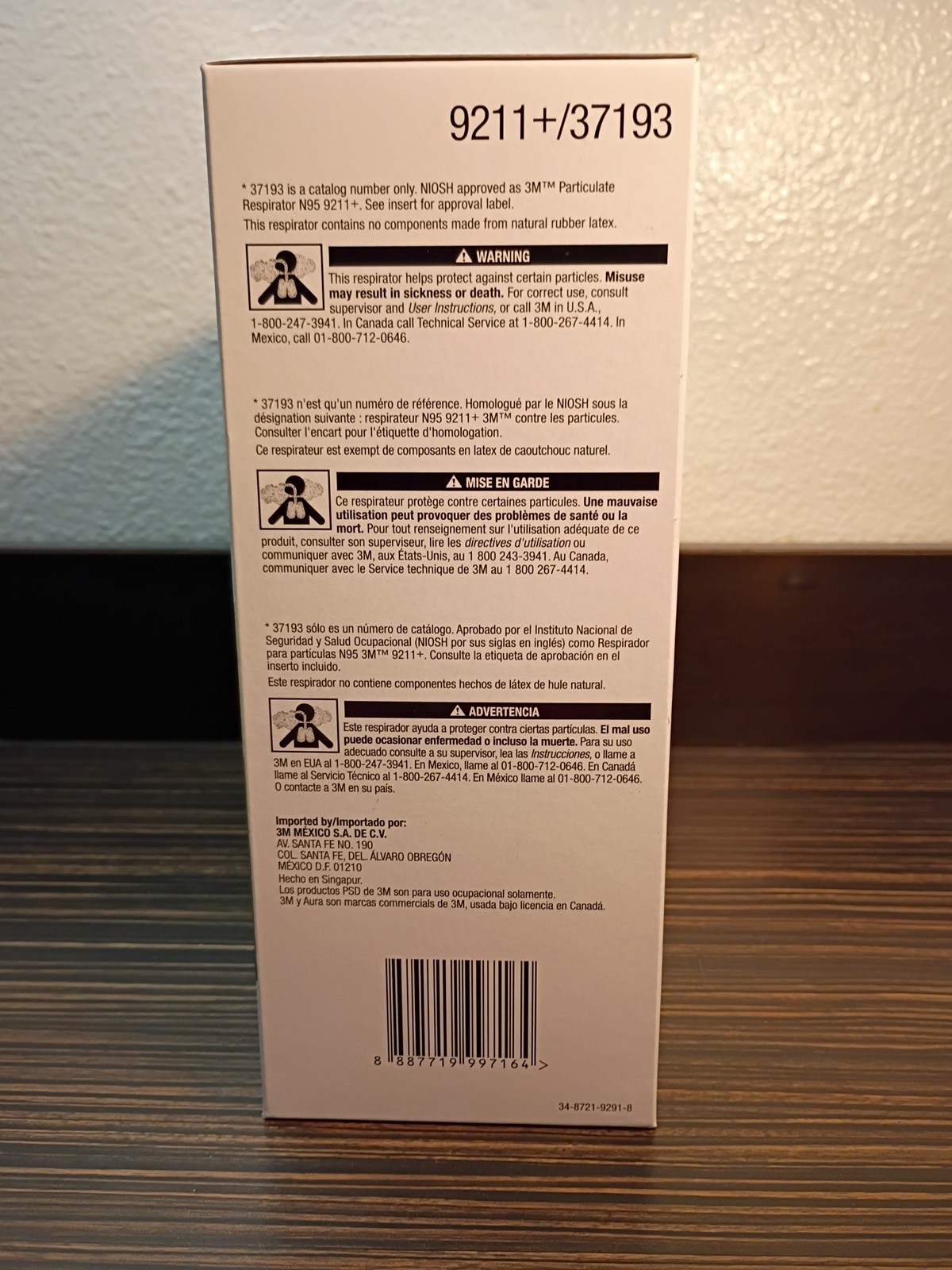 1 Box of 10 Each 3M 9211+/37193 Valved Aura N95 Particulate Respirator