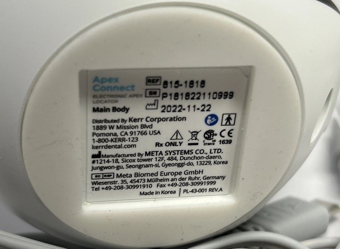 Kerr Endodontics Apex Connect Electronic Locator – REF Number 815-1818
