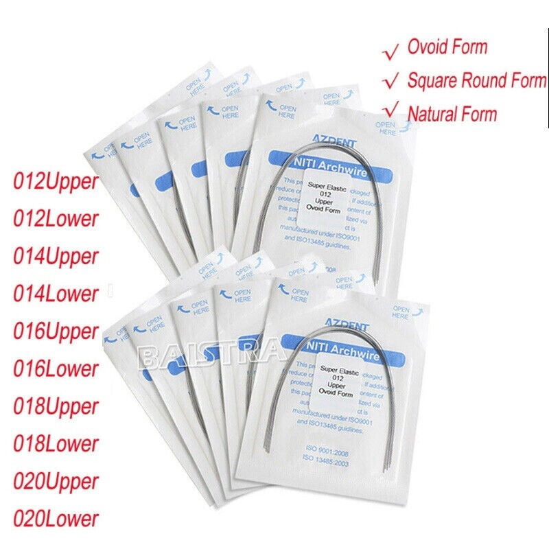 5bag Dental Orthodontic Super Elastic NITI Round Arch Wires Ovoid/Square/Natural
