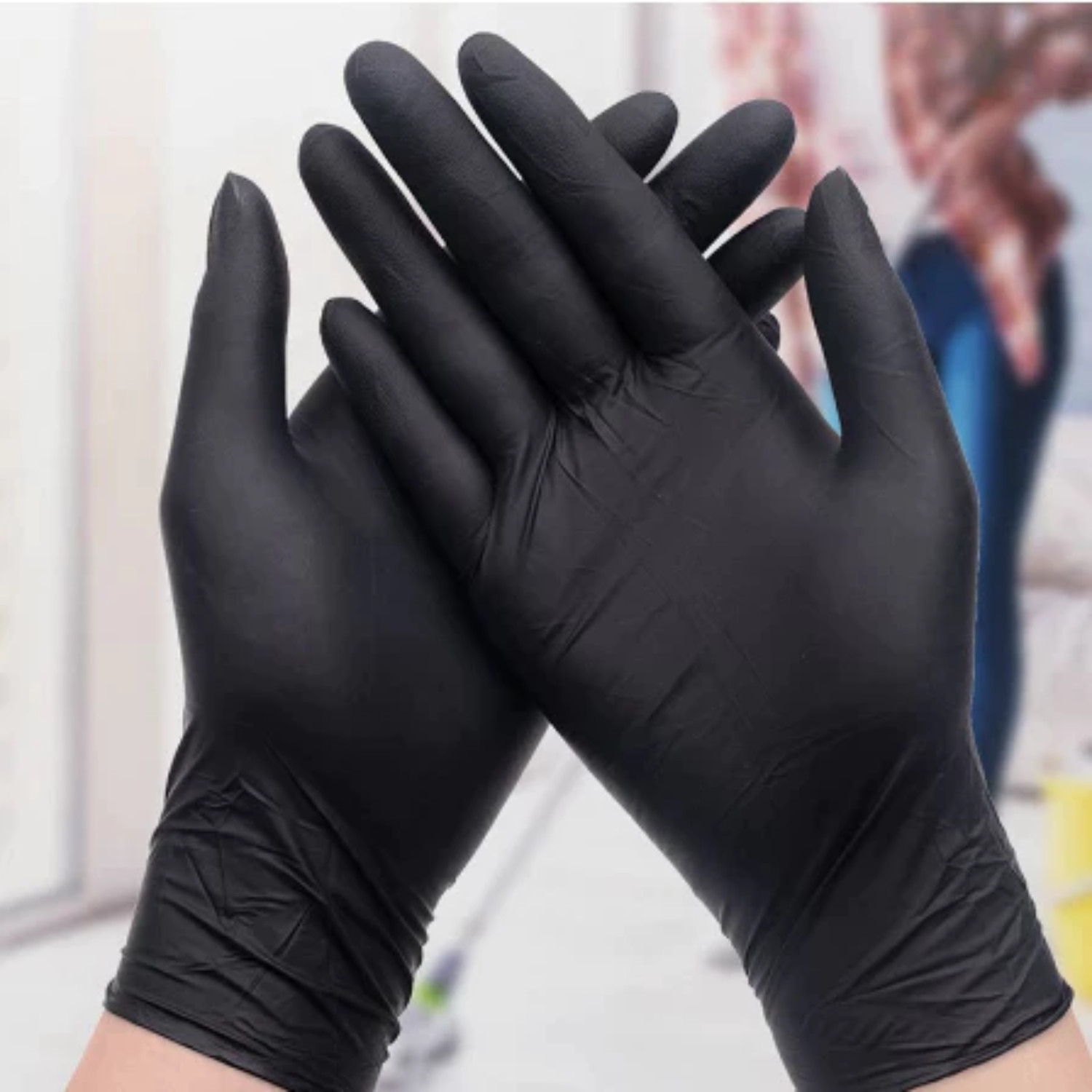 100pcs/box disposable gloves Black vinyl nitrile Sterile Healthcare Food Size M