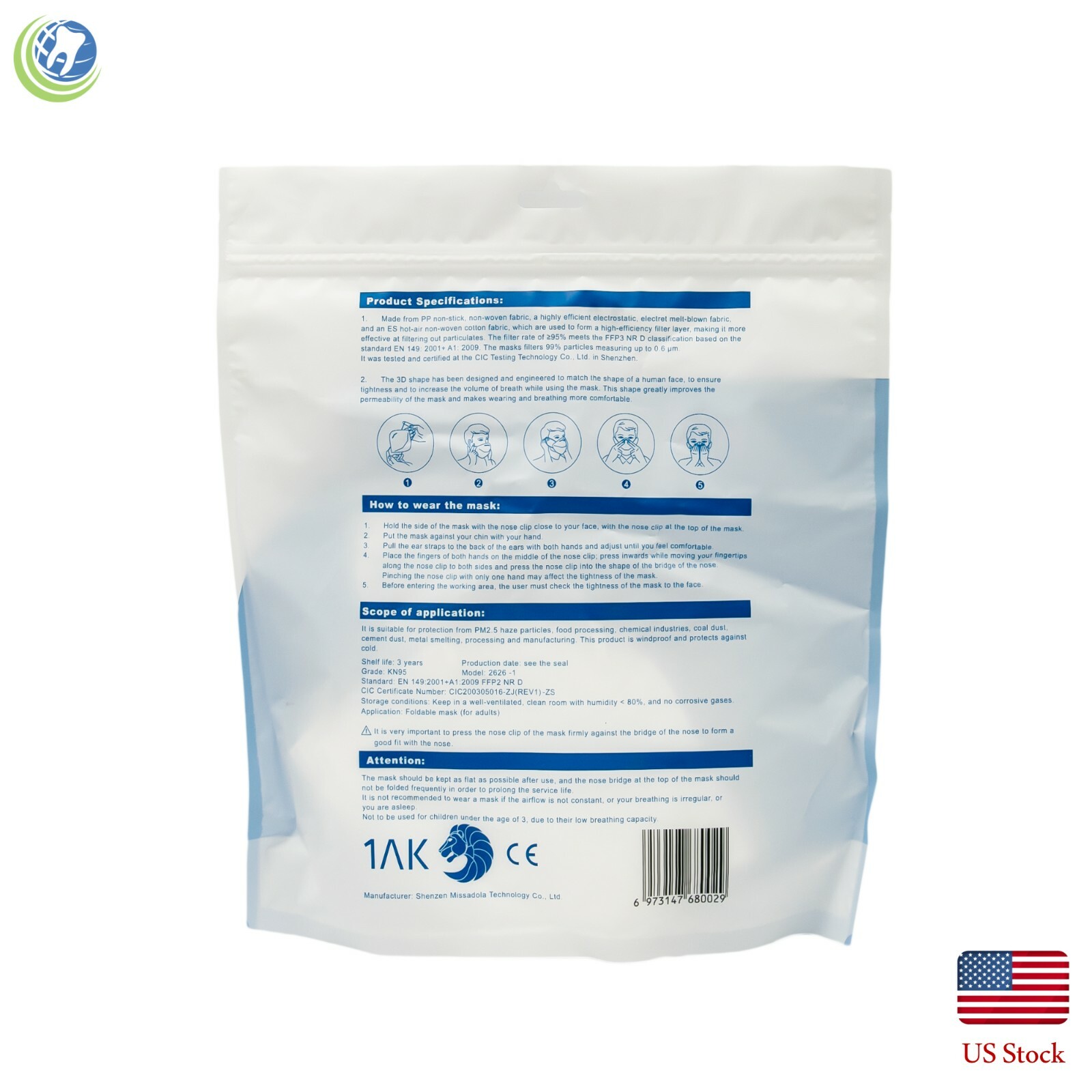 30 KN95 Masks 1AK Respirator Mask 3D Stereoscopic Non-Returnable Protective
