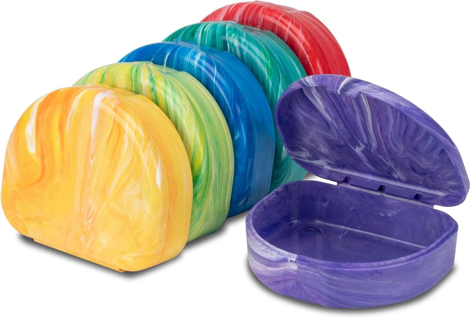Chic Marble Mouth Guard Holders – Assorted Colors, 3-Pack for Stylish Storage