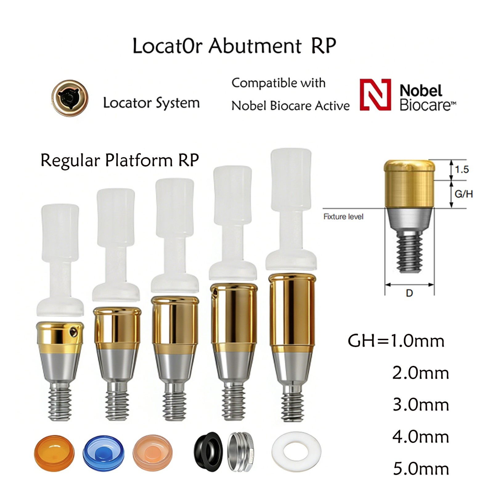 US For Nobel Active Biocare ZEST Locator Abutment Conical Connection NP/RP 1-5mm