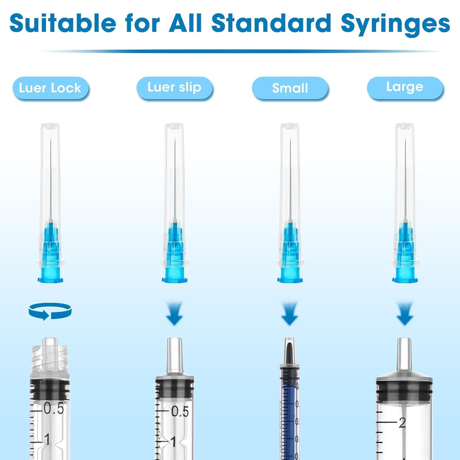 23 Gauge 1 Inch Disposable Needles with Caps Luer Lock Lab Dispensing