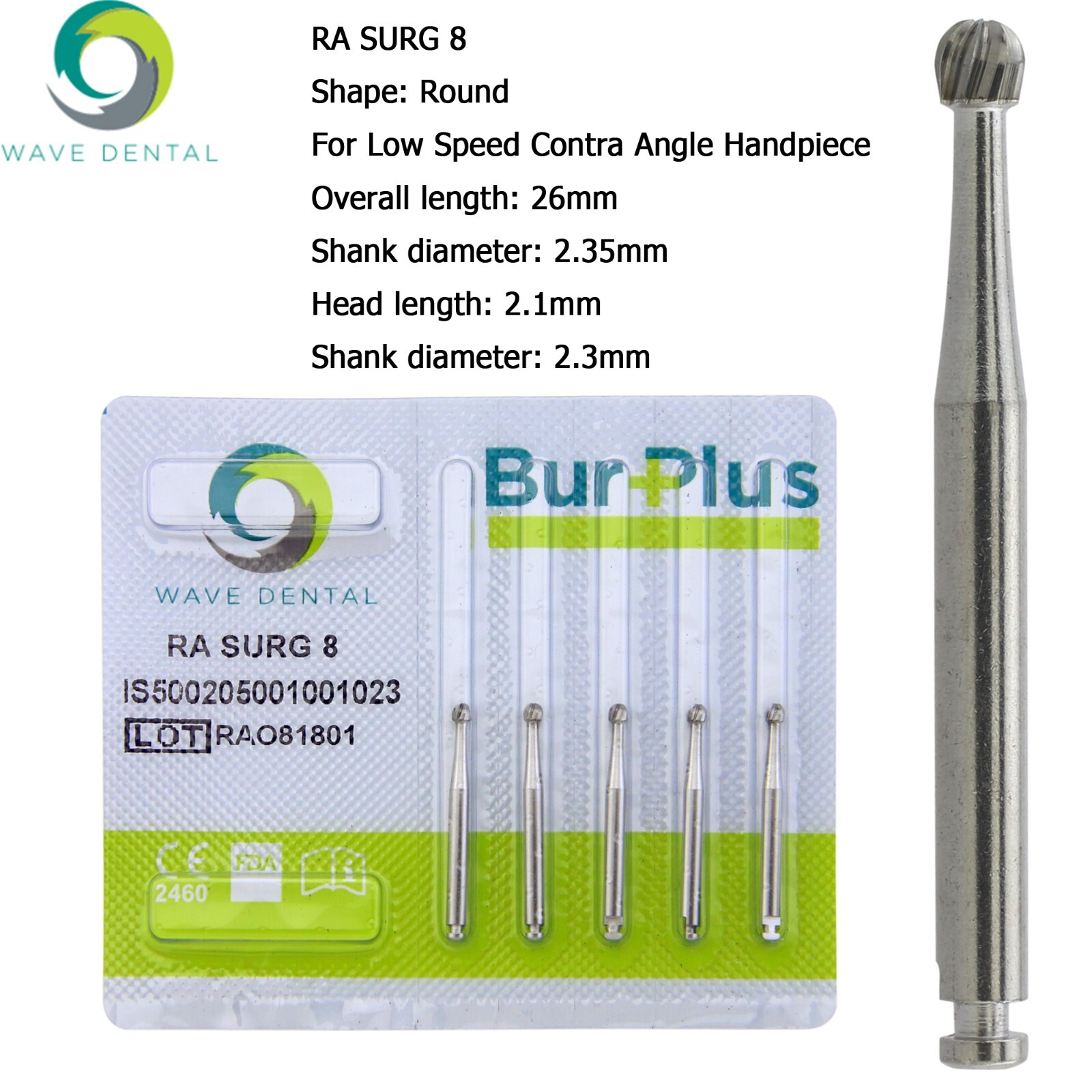Wave Dental Carbide Round RA Burs Latch Surgical Length Bur RA SURG Contra Angle