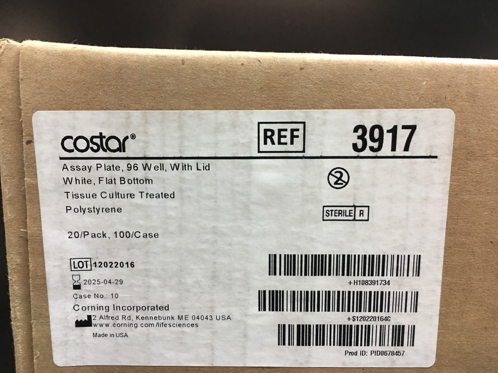 Corning Costar REF 3917 96-well Solid White TC-treated Microplates Case 100 PCS