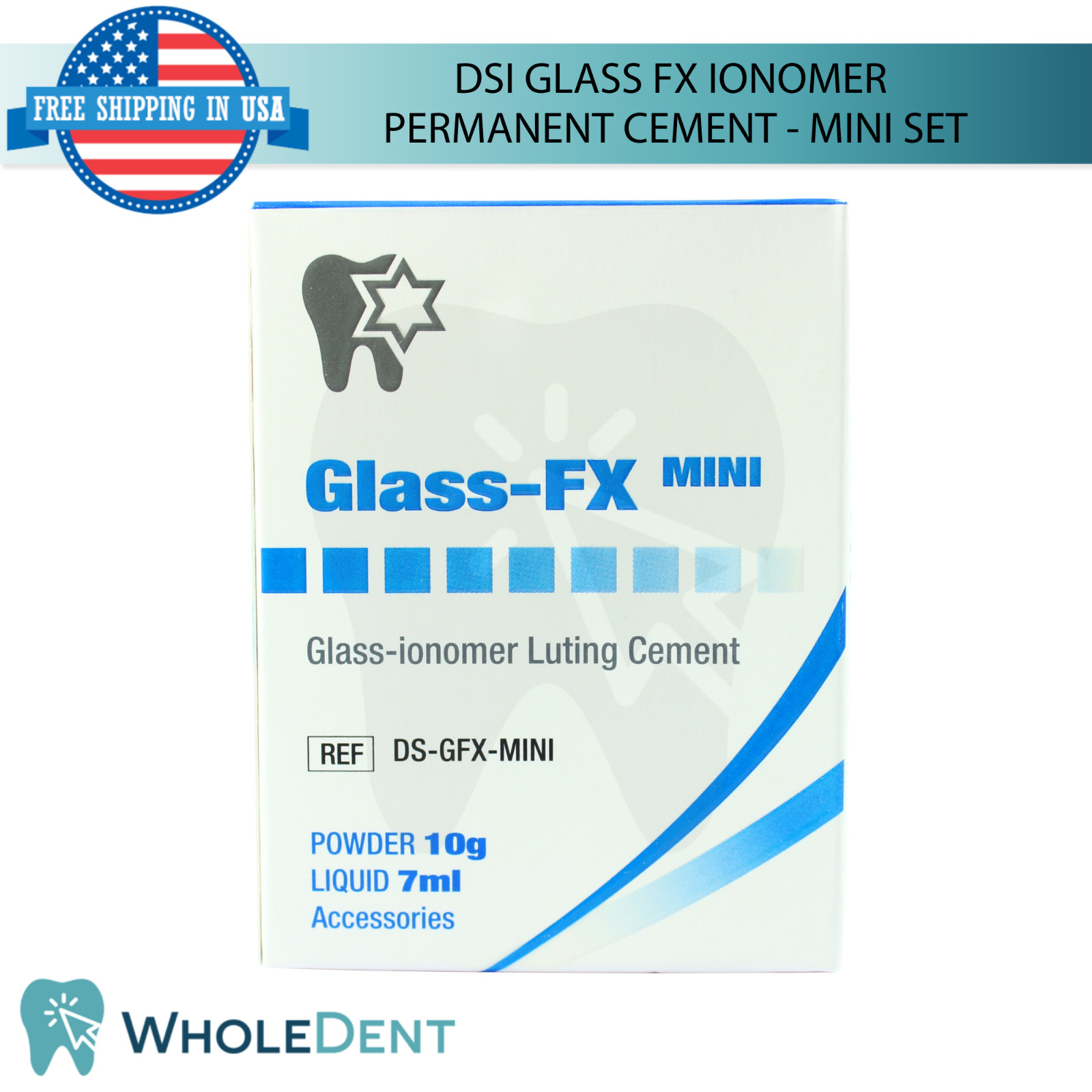 Glass FX lon0mer Permanent Cement Dental Restoration Adhesive Mini Set