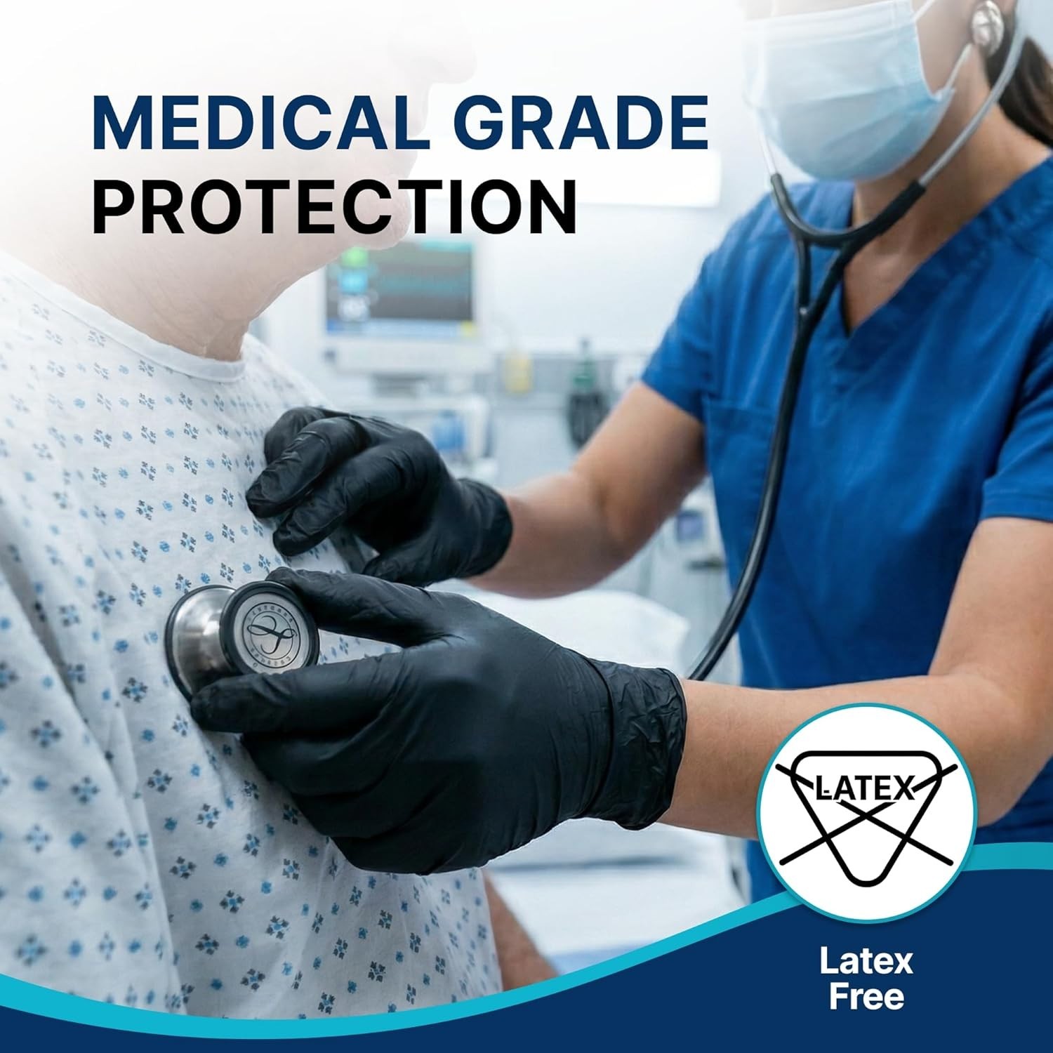 Professional Grade 4 Mil Black Nitrile Exam Gloves – Latex Free & Puncture Proof