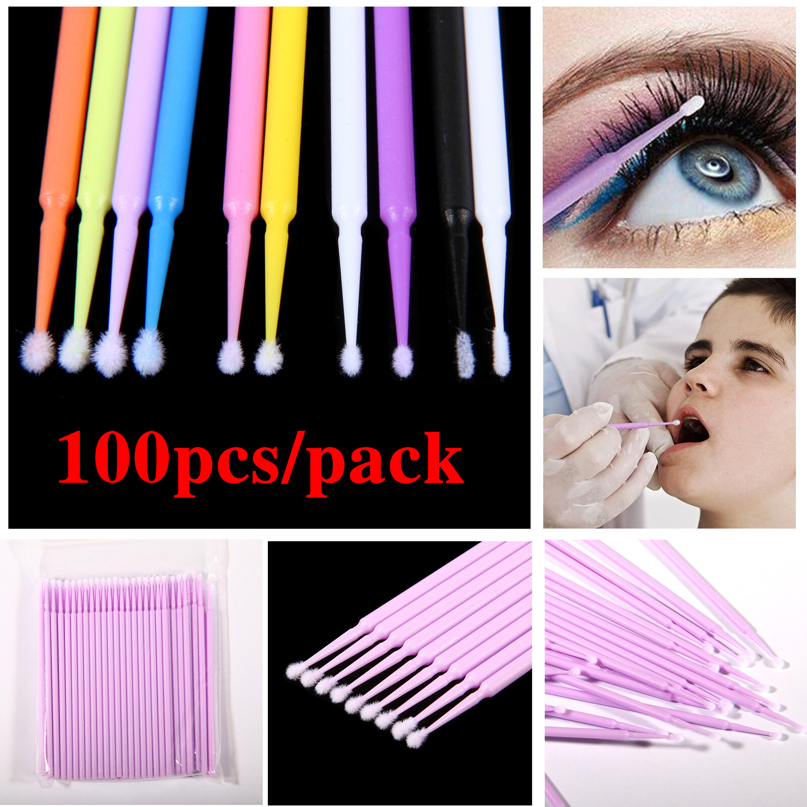 100*Dental Disposable Makeup Micro Applicator Brush Eyelash Extension Micro Brus