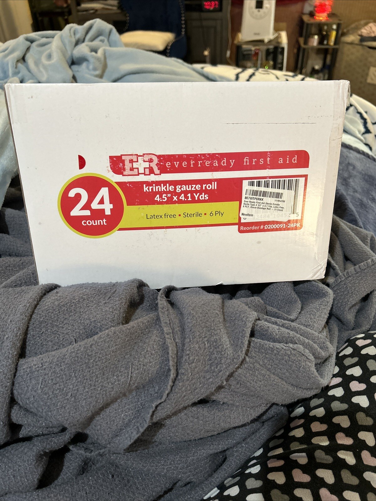ER Everready 1st Aid Krinkle Gauze Roll 4.5” X 4.1 Yds,24 Count,Latex Free,6 Ply