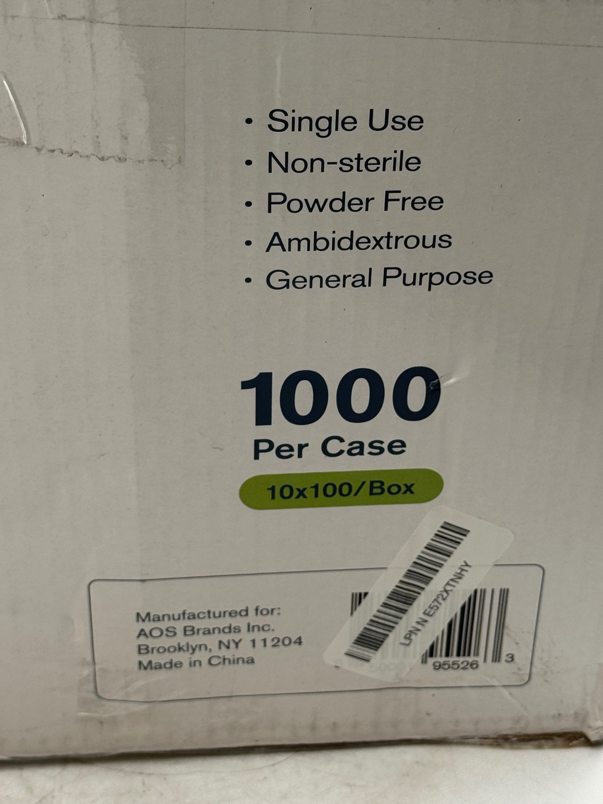 RIDEX Vinyl Gloves Large 1000 Count 10×100 Powder Free Latex Free Ambidextrous