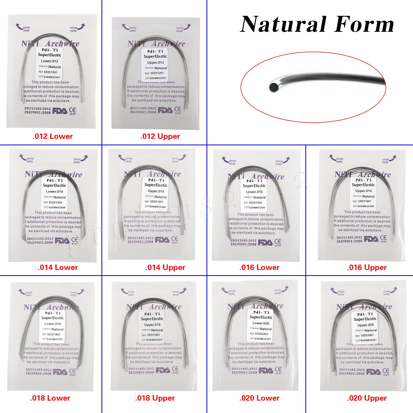Dental Orthodontic Braces Brackets Mini Roth.022 Hook345/Arch Wire Nature CE