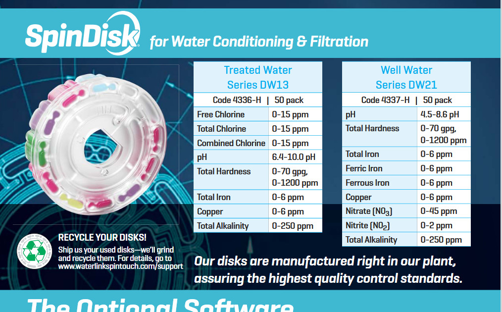 Waterlink Spin Touch Well Water Test Disc 50 pack