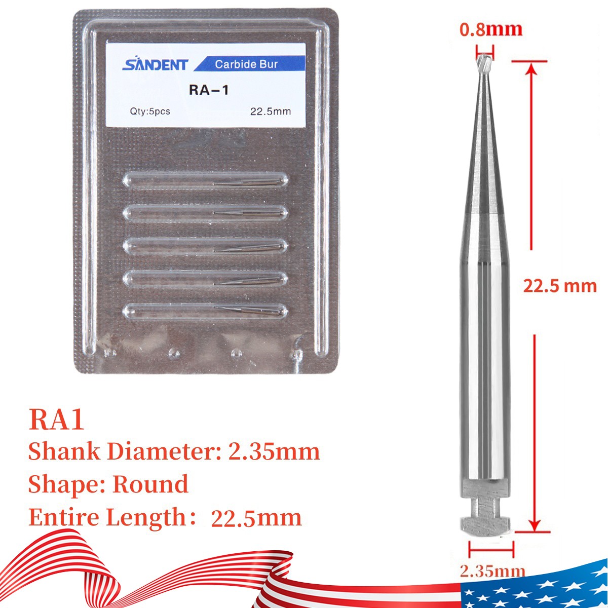 Dental Round Latch Carbide Bur RA1 Midwest RA Drills For Slow Speed Handpiece