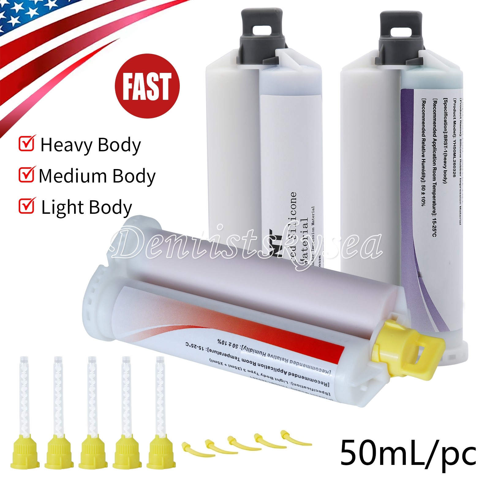 MEDIUM HEAVY LIGHT Material REGULAR SET Dental VPS Impression 50ml Cartridge