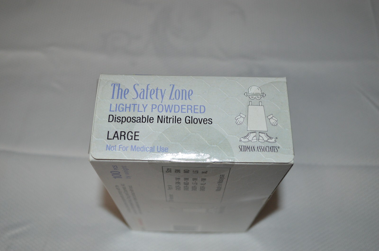 THE SAFTEY ZONE ~ DISPOSABLE NITRILE GLOVES ~ AMBIDEXTROUS ~ 100 COUNT ~ LARGE