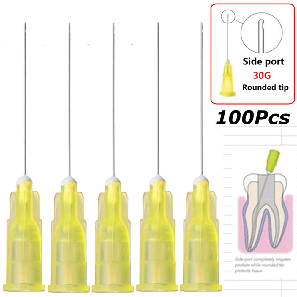100pcs Dental Endo Irrigation Needle Tip 30GA End-Closed Side Hole Syringes NEW