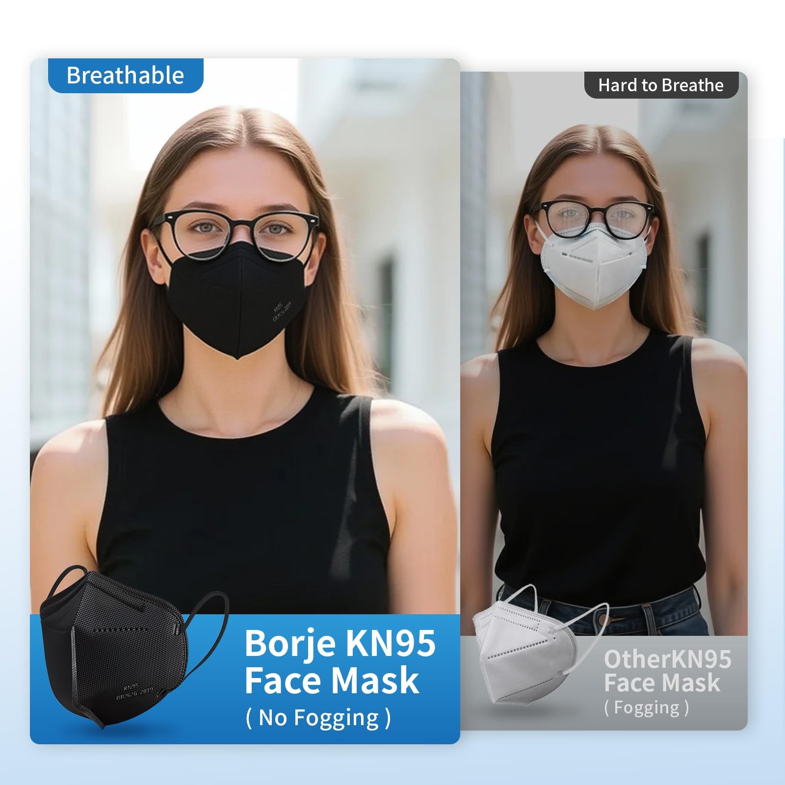 KN95 Face Masks 50 Pcs, 5-Ply Protection Multicolor KN95 Mask, Disposable Fac…