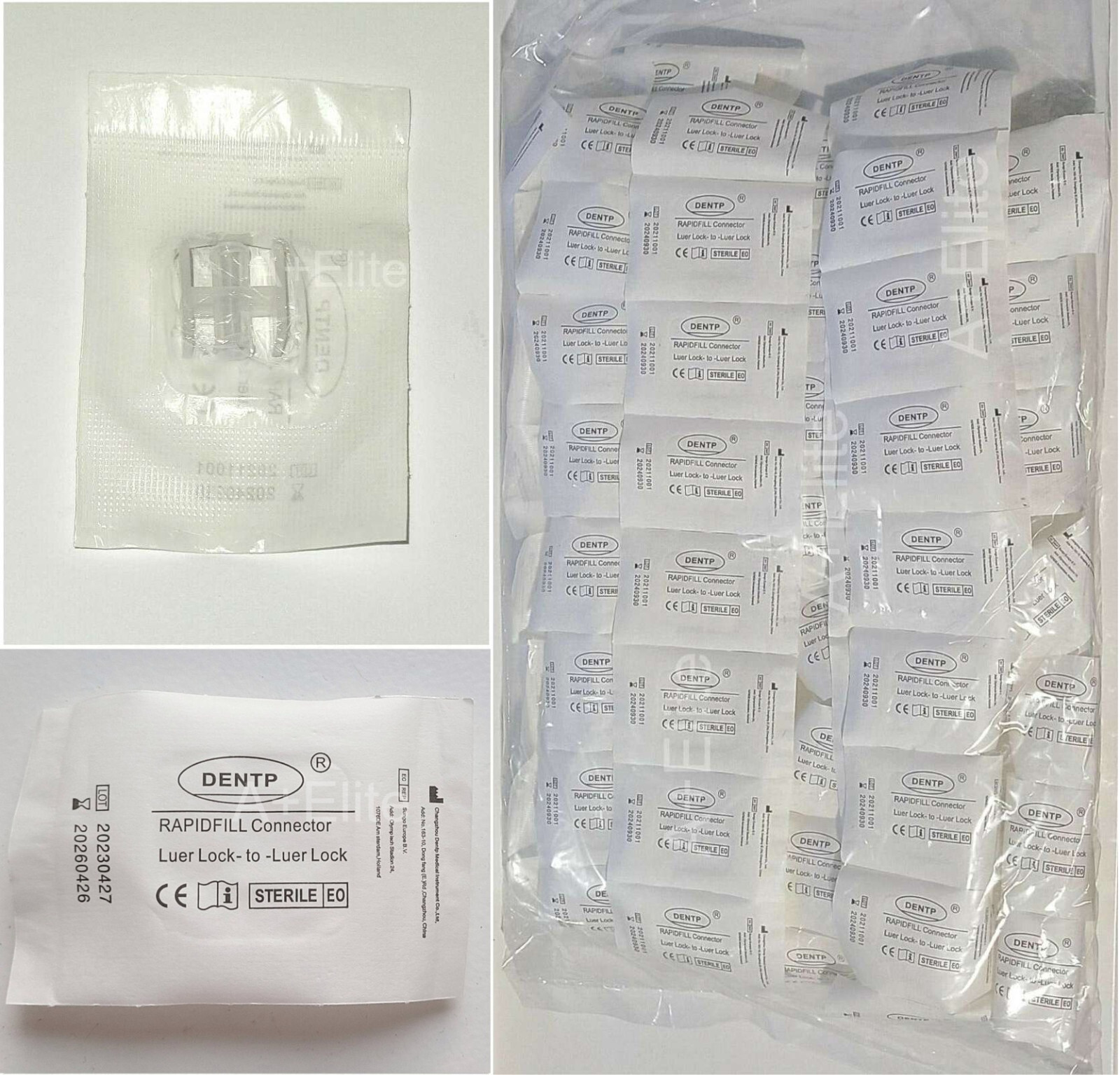 DENTP Female Luer Lock To Luer Lock Syringe Connectors Sterile Rapidfill 100/PK