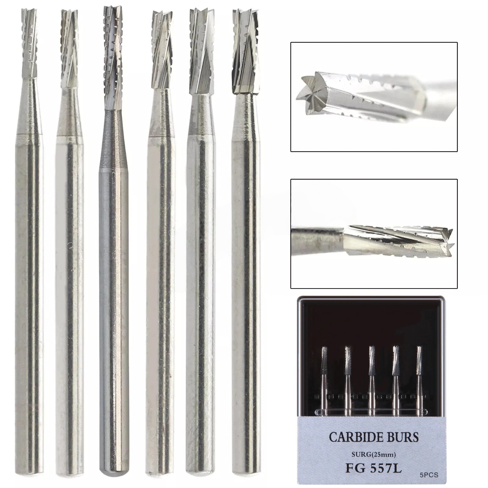 FGOS FGXL Dental Surgical Carbide Burs 25mm Cross Cut Flat End Taper Fissure