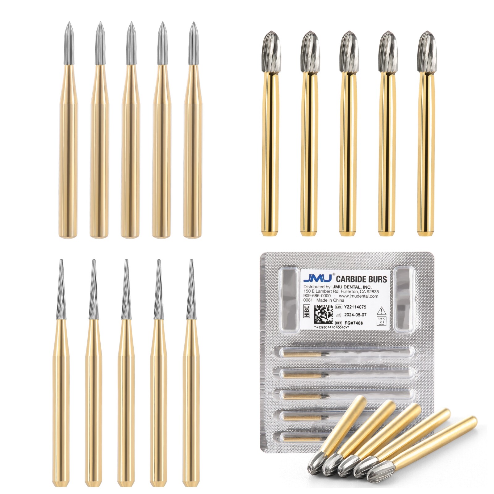 JMU Dental Orthodontic Trimming and Finishing Carbide Burs Need Egg for HP, 5PCS
