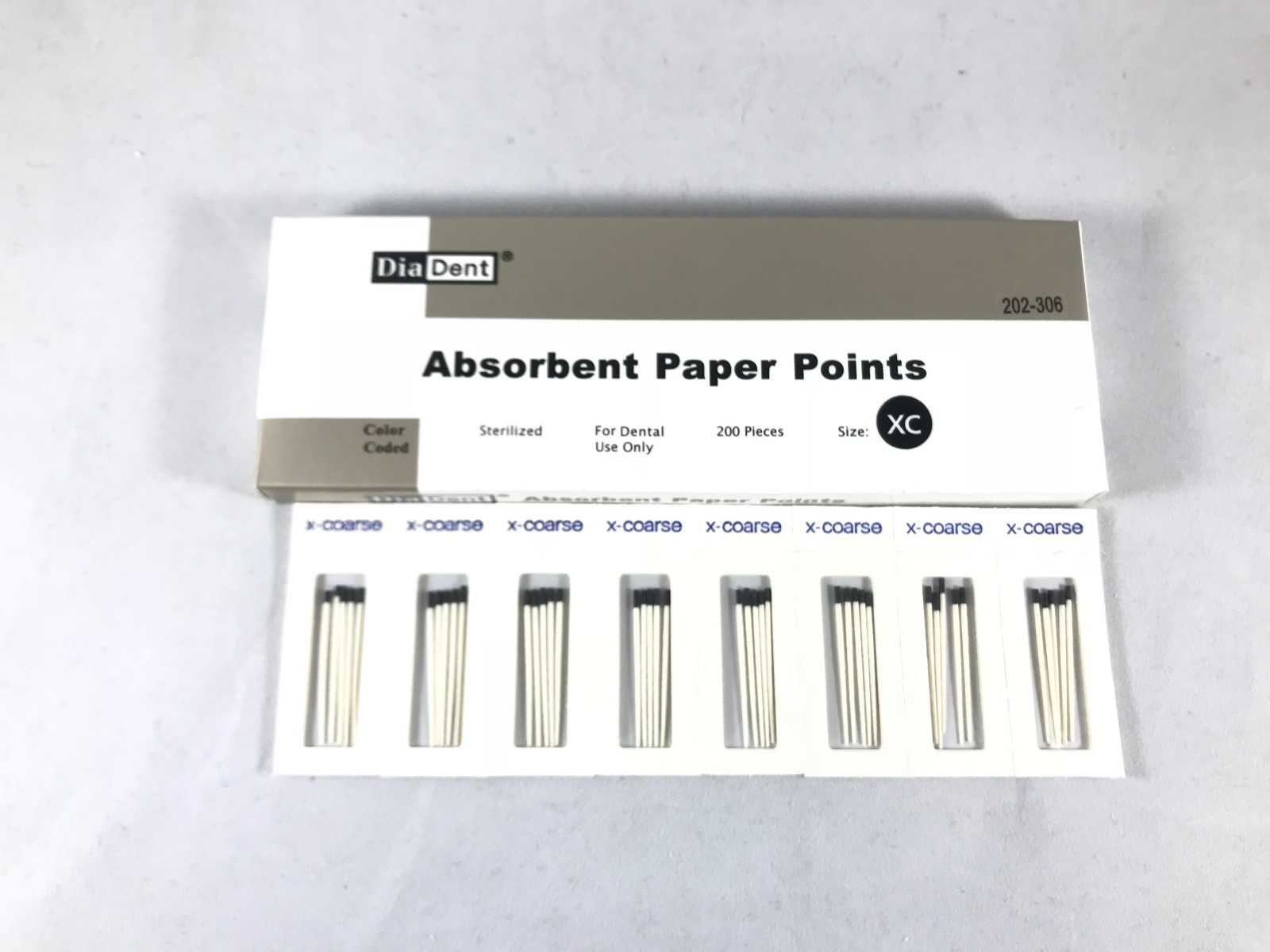 DIADENT Absorbent Paper Points Color Coded & Sterilized 200/Pack Cell Pack
