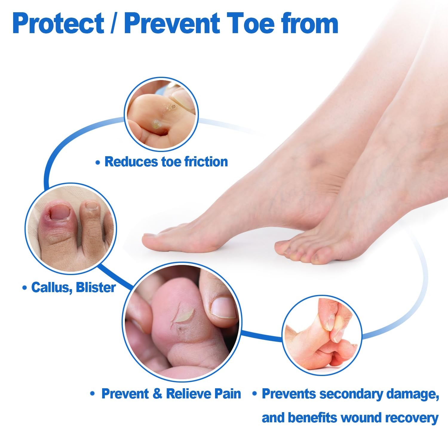 8 Pack Silicone Big Toe Protectors Women & Men (Toe Caps Beige-8 Pcs（large）
