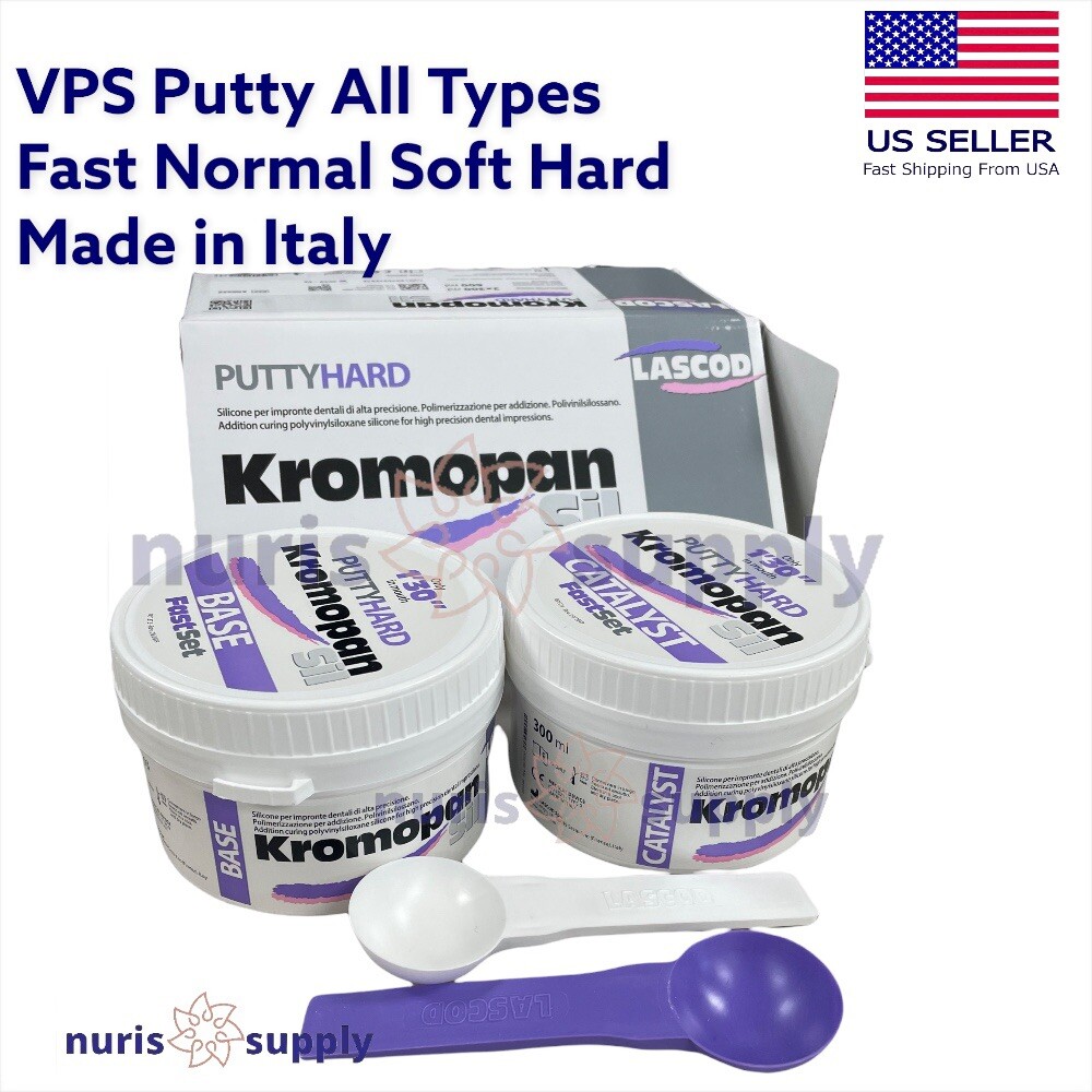 KromopanSil Dental VPS Putty Impression Material 2×300 ml Soft Hard Fast Normal