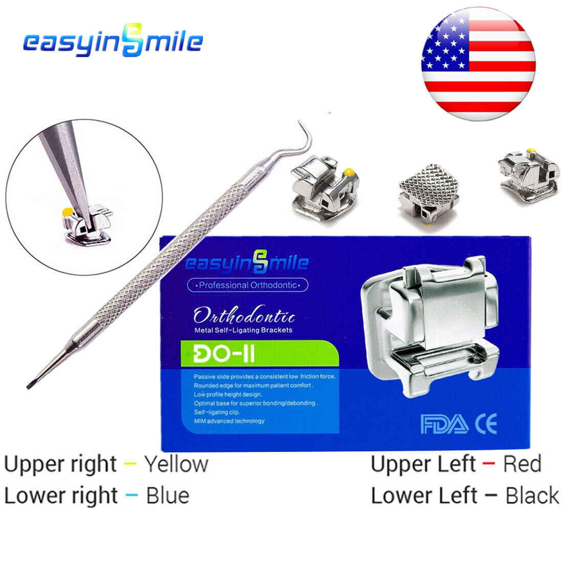 20pcs Dental Metal Self-Ligating Bracket ROTH/MBT 022 Orthodontic Brace 3/345