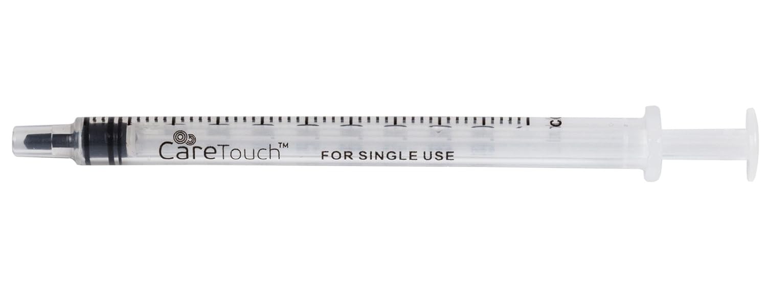 Care Touch Syringe Only with Luer Lock Tip – 100 Syringes, 1ml