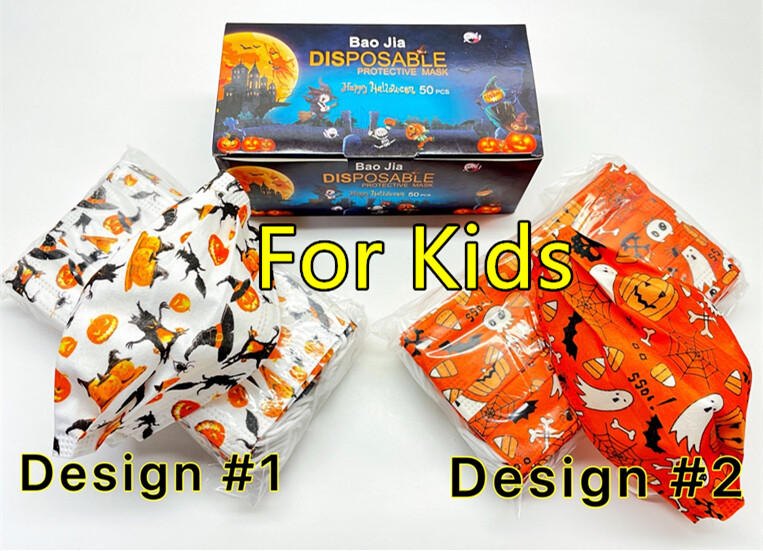 25/50Pcs Kids Face Mask pumpkin Disposable Three Ply Child Size Mouth Cover
