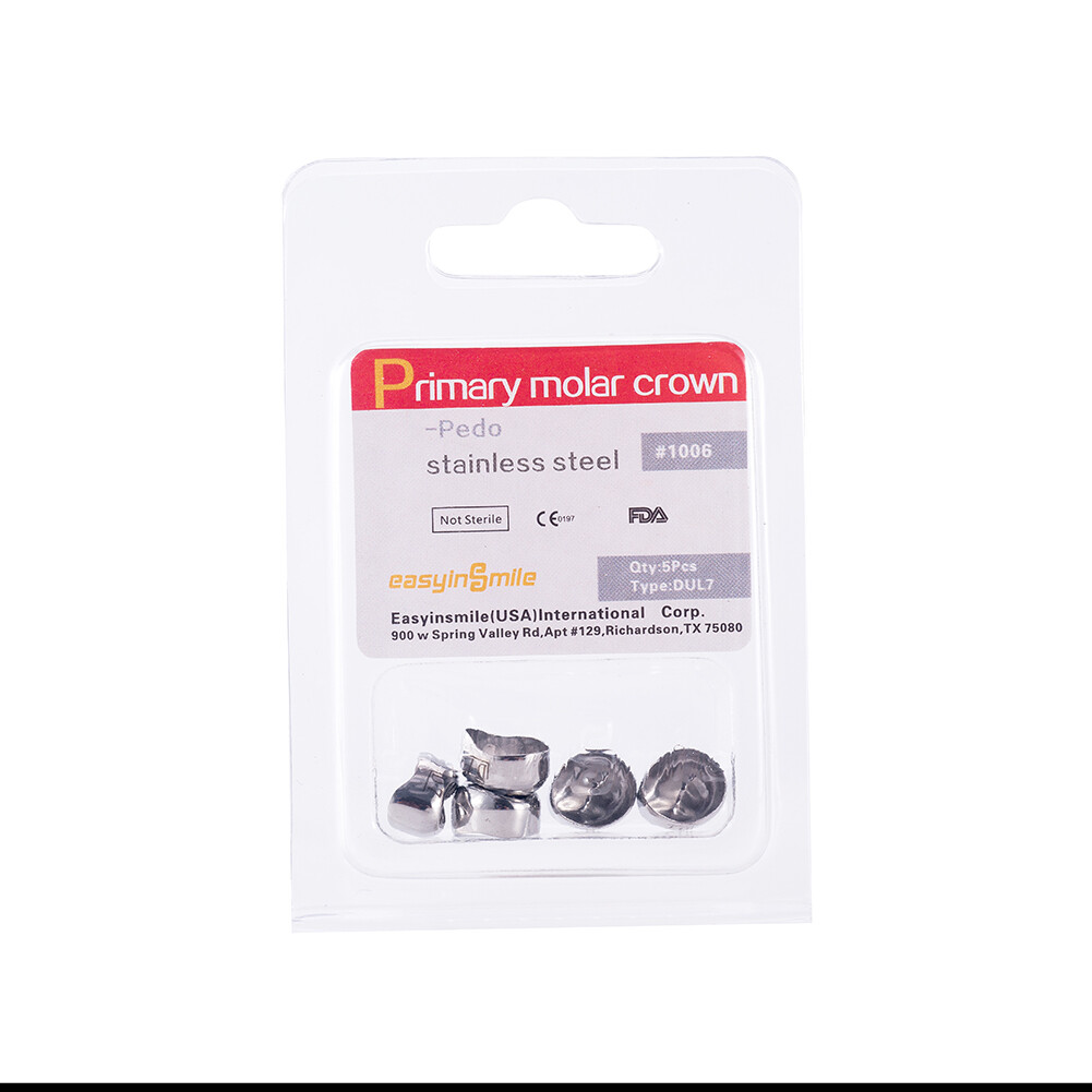 Dental D Primary E Molar Kids Crowns Stainless Steel Primary Crown Pediatric 5Pc