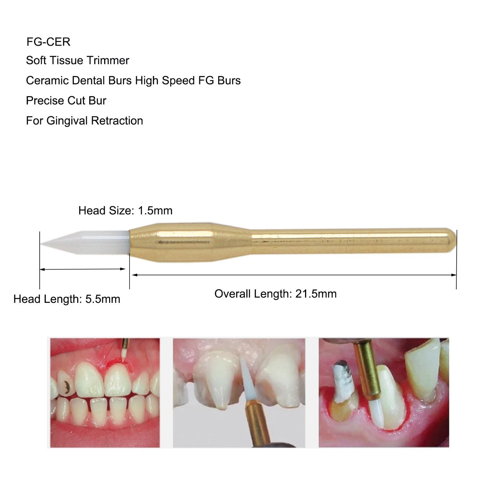 Dental Surgical Soft Tissue Trimmer Ceramic Burs Gingival Precise Cut Burs 4pcs
