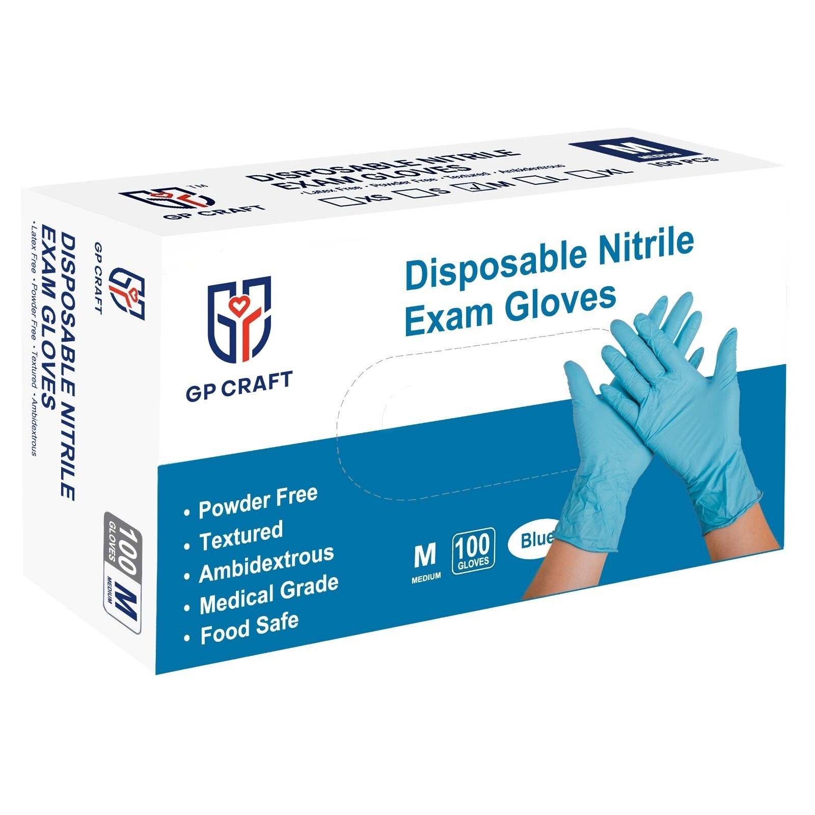 GP Craft Blue Nitrile Gloves 4 Mil Latex-Free Food Safe 1000 Count