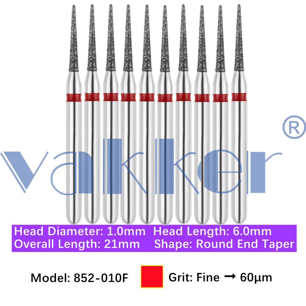 10pc Diamond Bur Shape X-Mas Tree Round End Taper Burs Fine Medium Coarse