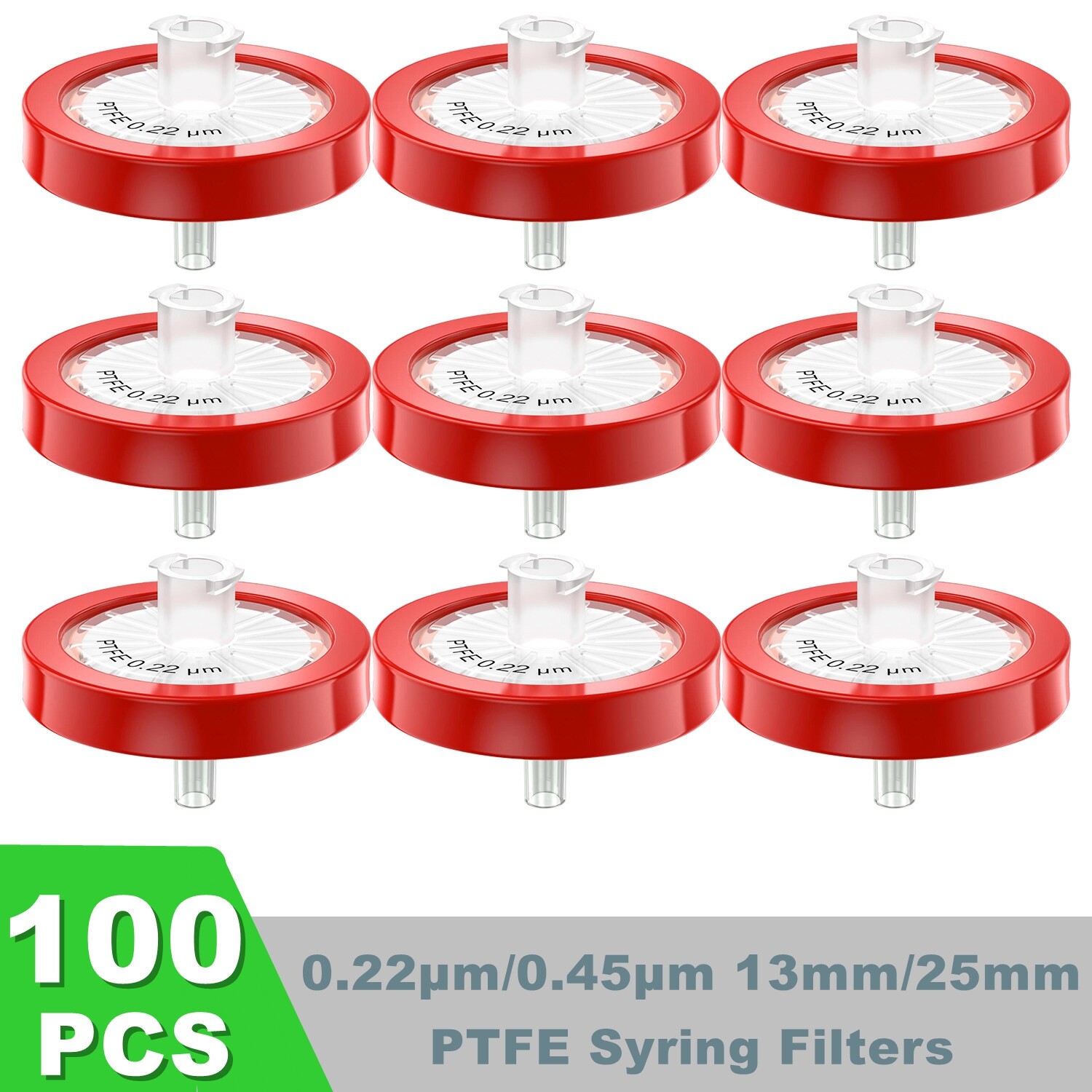 PTFE Syringe Filter 13mm,0.22 um Pore Size,Hydrophilic NonSterile Lab Filtration