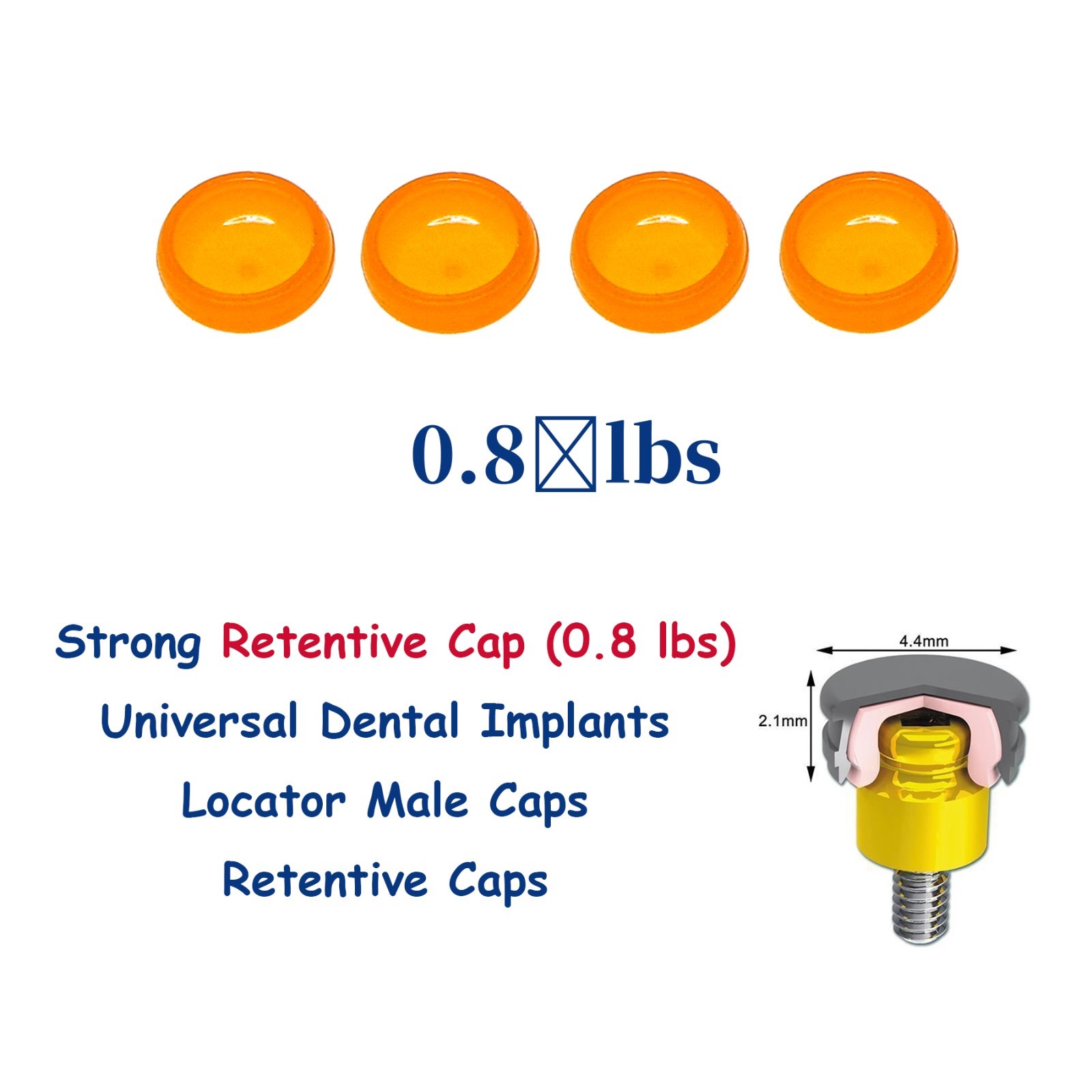 US Dental Locator Abutment Overdenture Retention Male Caps Inserts Metal Housing