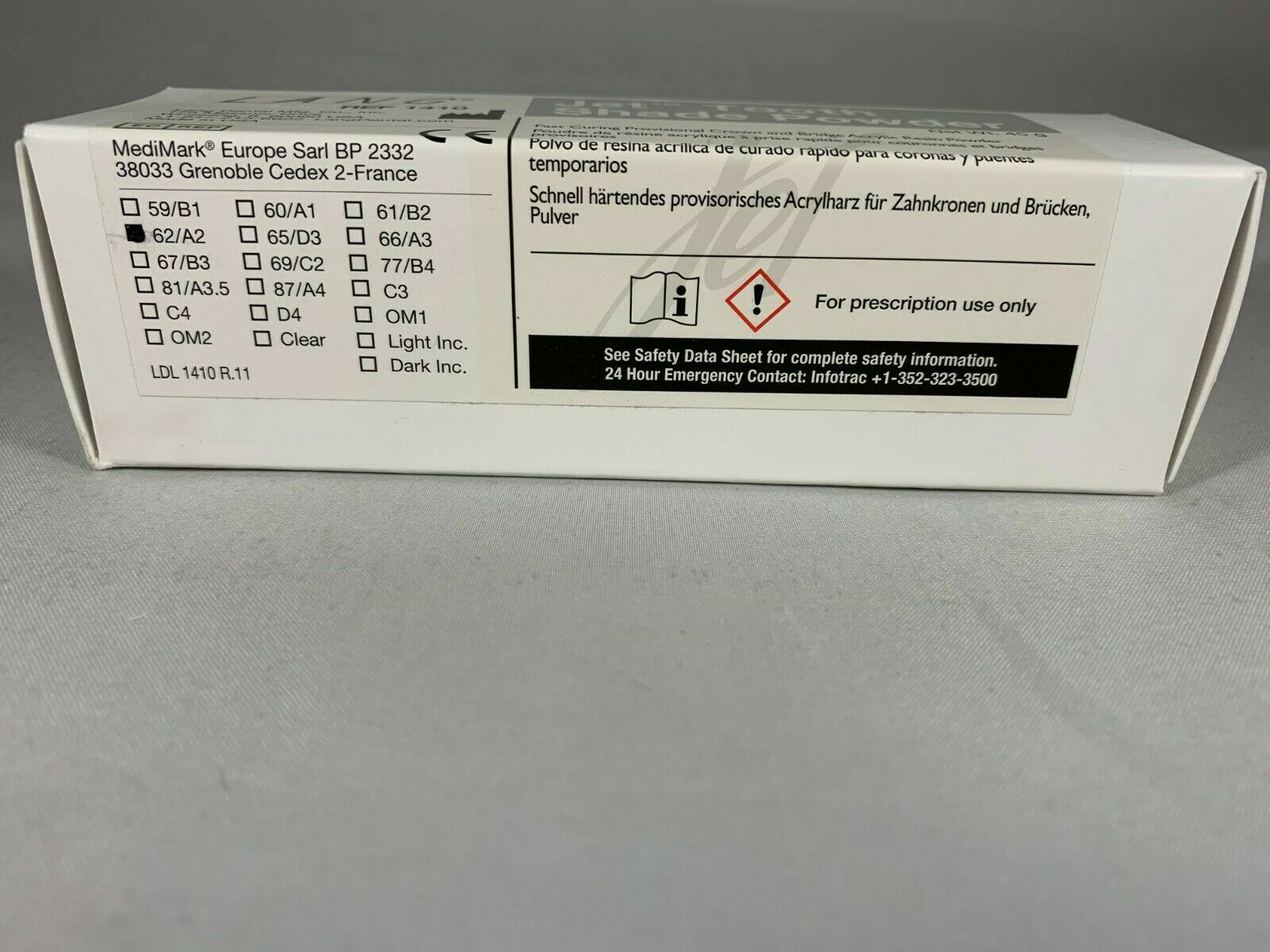 Lang Jet Tooth Shade Fast Curing C&B Acrylic Resin Powder (45g) Dental