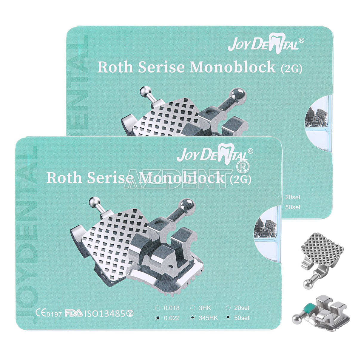 50 Sets AZDENT Dental Orthodontic MIM Monoblock Brackets Brace Roth.022 345 HOOK