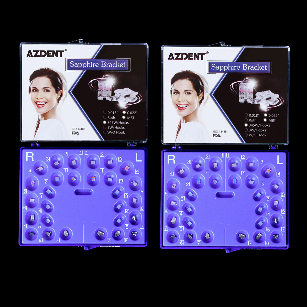 AZDENT Dental Ortho Sapphire Bracket Buccal Tubes Mini roth/MBT.022 Hooks 345