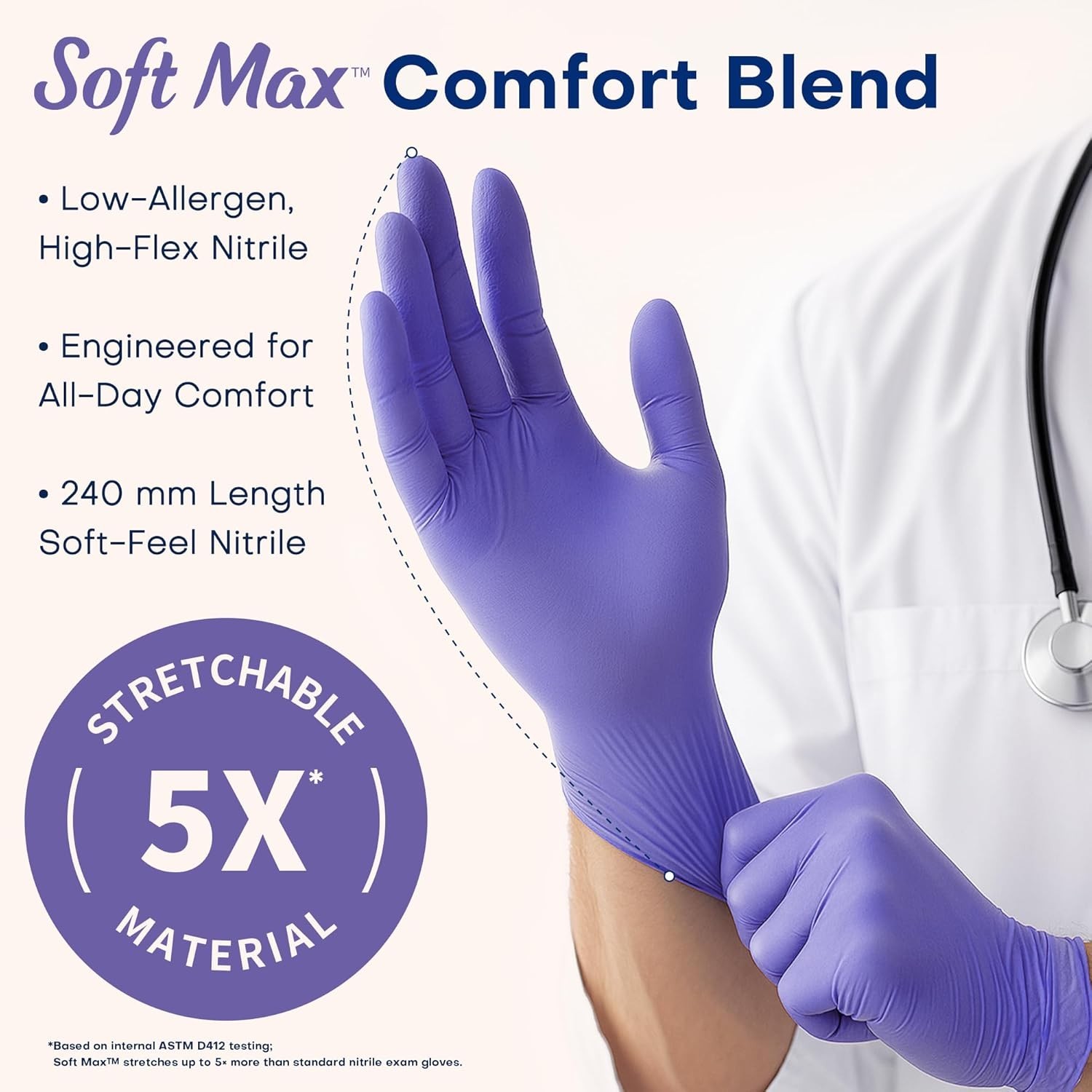 Medical Soft Max Nitrile Disposable Gloves, 100 Ct Latex-Free Powder-Free Foo…